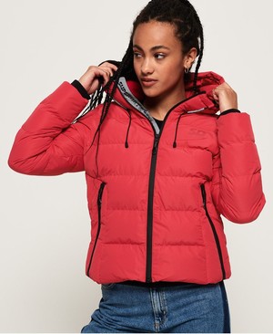 Superdry Spirit Puffer Icon Női Kabát Rózsaszín/Piros | RHUXB8453